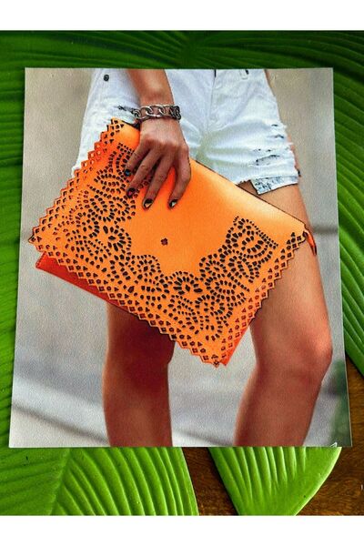 Gönülden Tasarım Narandžasta slika devojke 23x20 cm Torba - Šarena i Sa detal...