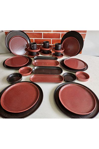 Keramika Black-Red Twinkle Breakfast Set - 32 Pieces