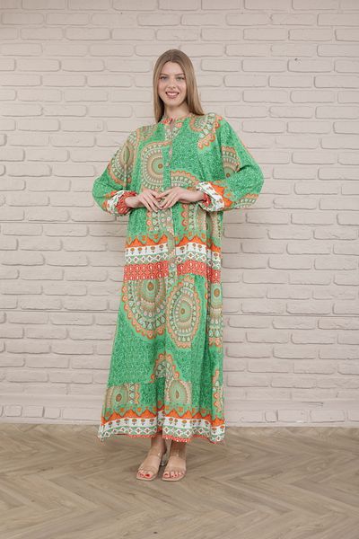 mervemoda Γυναικείο υφαντό φόρεμα με κουμπιά μπροστά