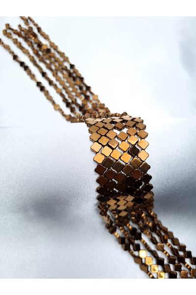 Yüksel Boncuk 6 mm Clover Hematite - Van Cleef Bronze Natural Stone Array