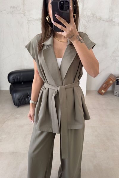Marbella Premium Women's Vest and Trousers Set - Belted