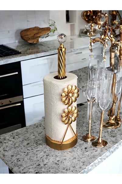 CHANCE GİFT Taşlı Çiçek Detaylı Rulo Kağıt Havluluk Peçetelik Premium Dekorat...