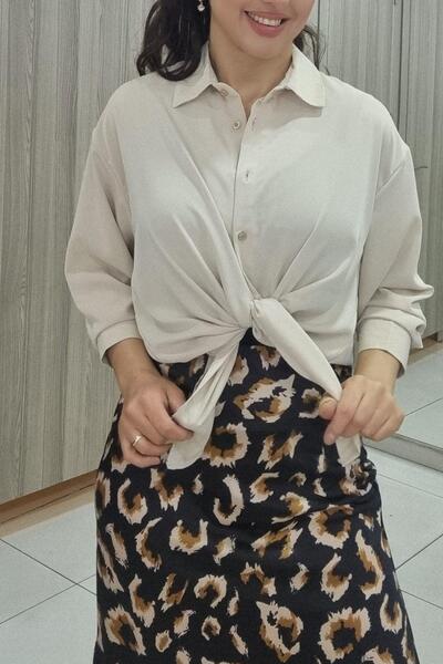 Maya Butik 481 Oversize Krep Gömlek