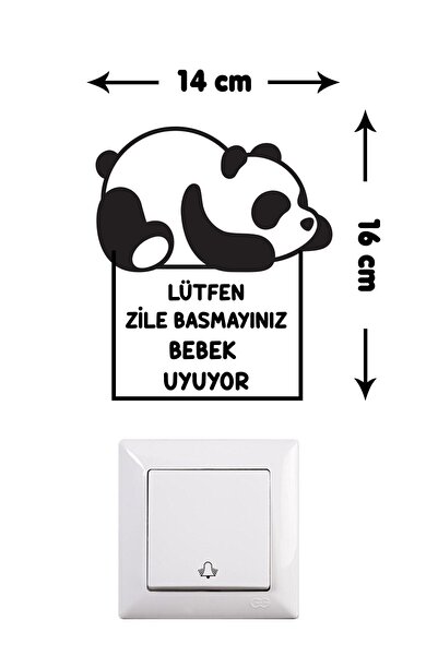 Kt Grup - Zile Basmayın Bebek Uyuyor - Panda Priz - Zil Üstü Sticker