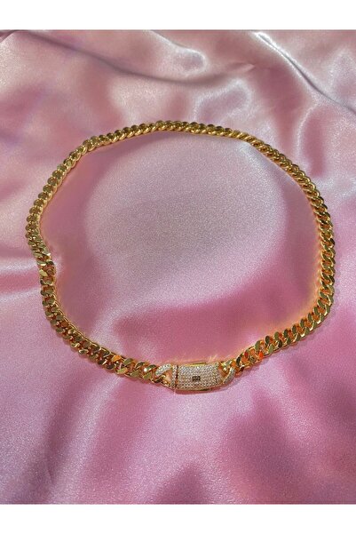 h&b design jewel Gold Taşlı Klipsli Kolye