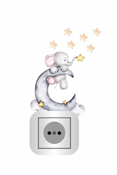 Kt Grup Sevimli Fil Ve Yıldızlar Priz Sticker Seti