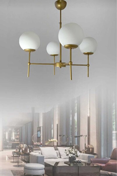 BSA LIGHTING ARMİNA 4'LÜ ESKİTME BOYALI MODERN AVİZE ( BEYAZ CAMLI)