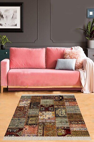 farbala Patchwork Kırkyama Desen Kaymaz Taban Leke Tutmaz Yıkanabilir İnce Ya...