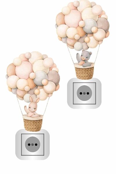 Kt Grup Balonlu Tavşan Ve Ayıcık 2 Adet Priz Sticker