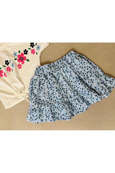SANTRALBEBE Floral Patterned Skirt Set for Girl