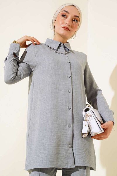 VOLT CLOTHİNG Leinen Doppelset für Damen - Ballknopf