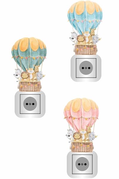 Kt Grup Eğlenceli Balonlu Hayvanlar 3'lü Priz Sticker