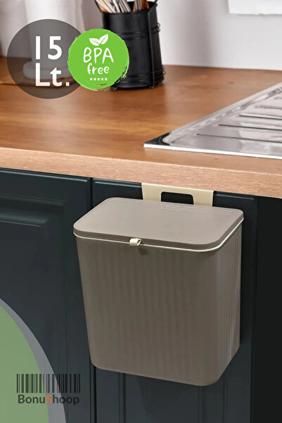 BonuShoop 15 LT Kitchen Countertop and Cabinet Hanging Garbage Bin
