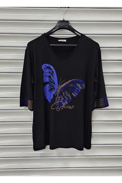 Esina Woman's Viscose Stone Detailed Poor Arm Blouse