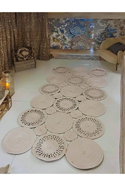 ModaCardin jüt hasır el örgüsü halı kilim yıkanabilir çift taraflı oval