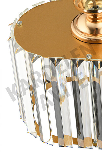 Genel Markalar Kardelen Gold Tekli Z Kristal  Taşlı Aşağı Bakan Lüks Avize