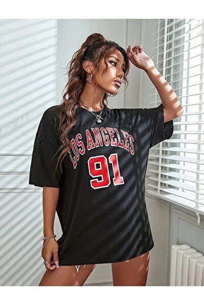 oneagılyazı Μπλουζάκι Unisex Los Angeles 91 με στάμπα Oversize