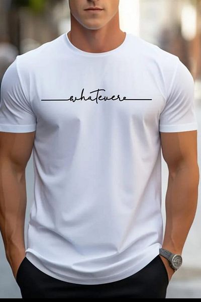 ESSFASIHON Ανδρικό μπλουζάκι Basic Single Jersey - Κοντό μανίκι, Whaterver Print