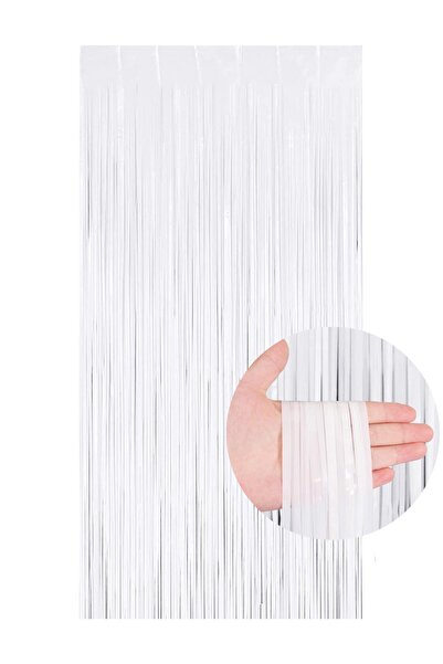 Patladı Gitti Metalize Arka Fon Kapı Perdesi Beyaz 100x200 cm