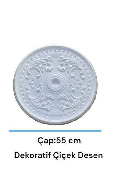 Nalbur Diyarı Çiçek Desenli Dekoratif 55 cm Lamba Göbeği Stropiyer  (1 Adet)