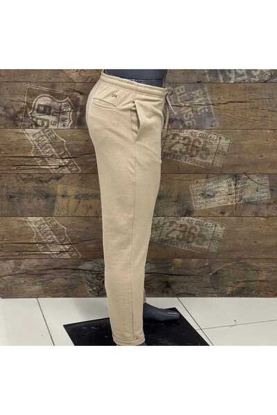 AYŞENUR YAPAKÇI Men's Slim Fit Grizzled Elastic Waist Double Leg Sweatpants - Trouser Look