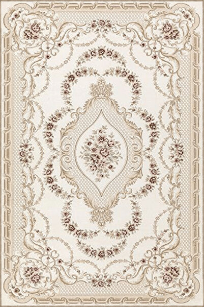 Rugs Modern Halı Bej Temalı Geleneksel Motif Çiçek Desenli Vintage Dekoratif ...