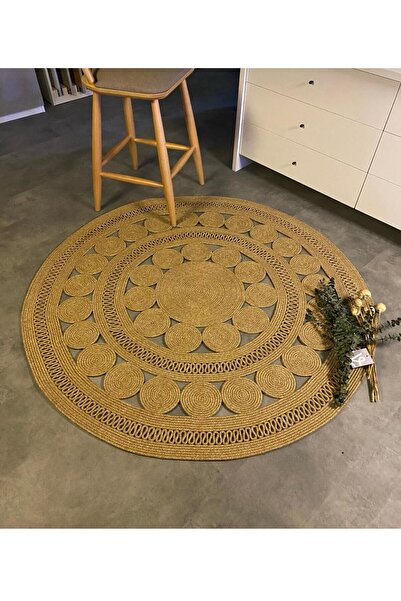 Genel Markalar hasır jüt halı el örgüsü halı kilim yıkanabilir çift taraflı yuvarlak