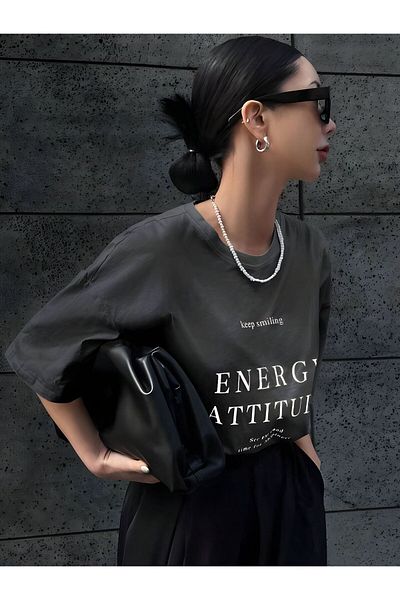 trendgar Μπλουζάκι Unisev Fume Energy Printed Oversize