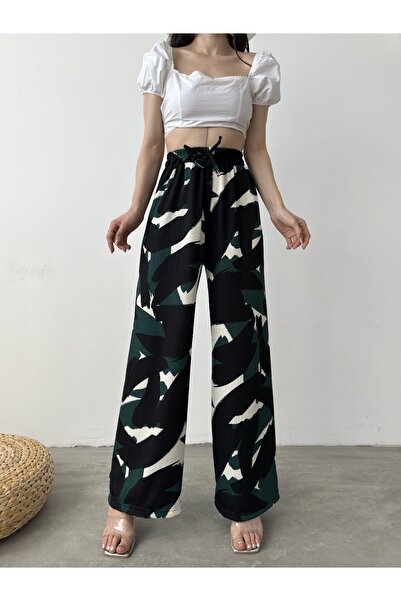 LB Laluna Butik بنطلون نسائي عالي الخصر - قصة مريحة