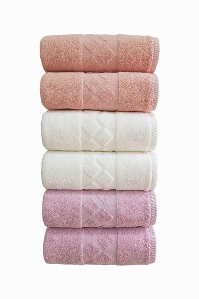Özdilek Diamond Towel 6 Pieces - Pink Cream Puppy