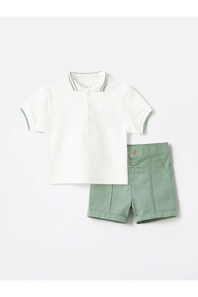 LC Waikiki KANZ Polo Collar Short Sleeve Baby Boy T-Shirt and Shorts 2 Pieces Set