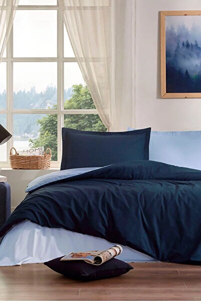Özdilek Double Duvet Cover Set with Elastic Sheet - Indigo Blue - 100% Cotton