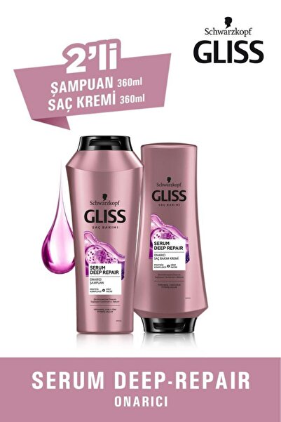 Gliss Serum Deep Repair Derinlemesine Onarım Seti (ŞAMPUAN 360 ML SAÇ KREMİ 3...