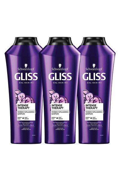 Gliss Intense Therapy 360 ml X 3 Pieces - Restructuring Shampoo with Omega Plex and Acai Grape