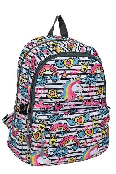ELATAE Multi-Eye Primary School Backpack Set, Lunch Box and Pen Holder Unicorn Patterned