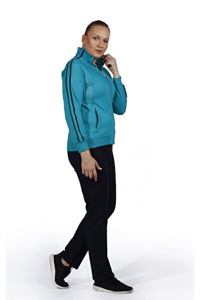 SOCCER Women's Petrol Blue Large Size Pocket Tracksuit Set 21263