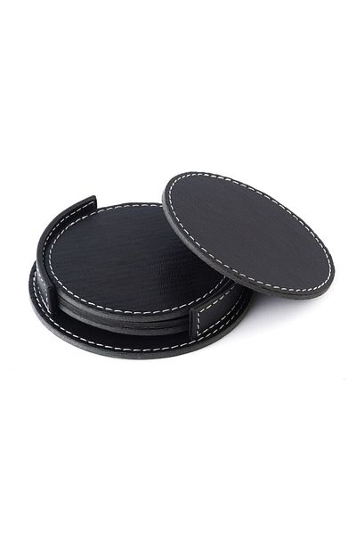 SEDEF SİLVER Faux Leather Coaster Tea Coffee Drink Coaster Desktop Office Table Accessory Cup Holder Coaster