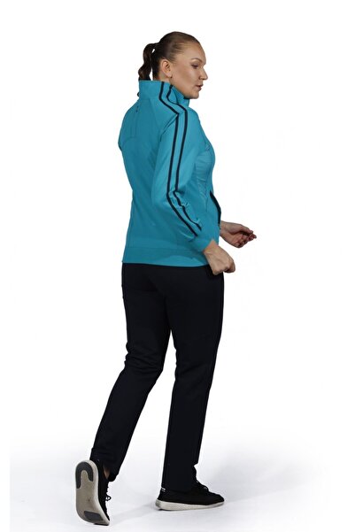 SOCCER Women's Petrol Blue Large Size Pocket Tracksuit Set 21263