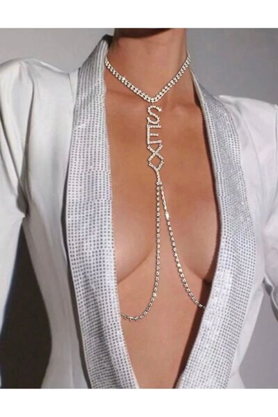 Estilo Lingerie SEXY Zirkon Taşlı Vücut Aksesuarı Göğüs Bikini Sütyen Zinciri...