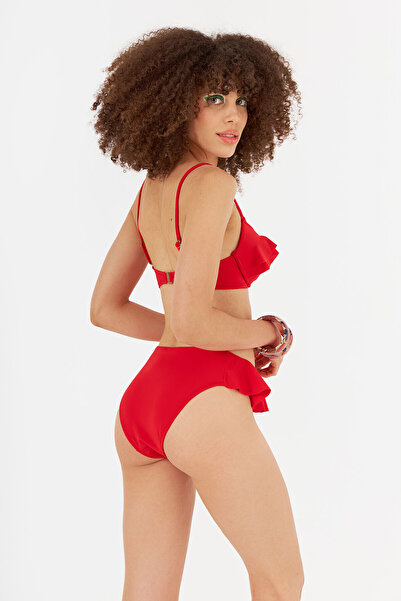NBB Kırmızı Önü Volanlı Bikini Takımı
