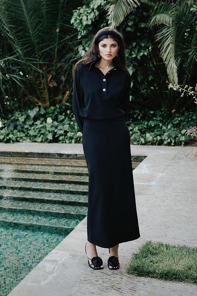 Suud Collection Černé Jade Maxi šaty