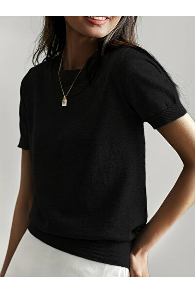 Kokosh moda Crew Neck Women's Knitwear Blouse - Short Sleeve