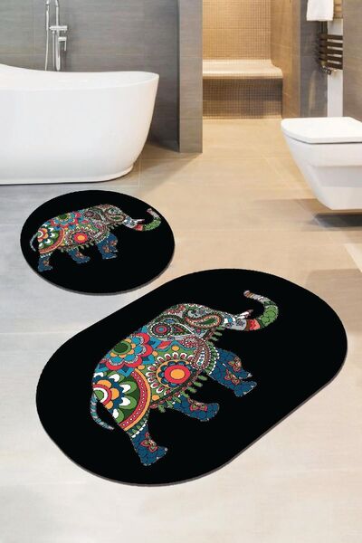 RugViva 60x90 - 60x60 Digital Bathroom Rug Toilet Set 2 Piece Mat Set Bs081