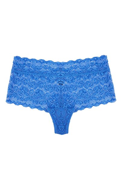 BICCA Σειρά Whitney Ψηλόμεση δαντέλα που δεν αφήνει ίχνη Σέξι εσώρουχο με λεπτομέρεια από βραζιλιάνικη δαντέλα μπλε