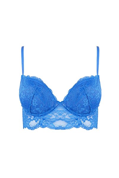 BICCA Σουτιέν σειράς Seraphine Longline με δαντέλα με εσώρουχο λουλουδάτο μπλε