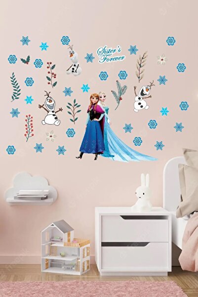 Kt Grup Elsa Anna Frozen Karlar Ülkesi Çocuk Bebek Odası Duvar Sticker Seti