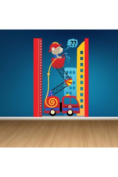 Kt Grup ملصق جداري لقياس الارتفاع على شكل دب رجال الإطفاء