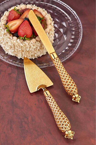 Housess 2'li Lüx Spatula ve Bıçak Seti Pasta Kek Servis Sunum