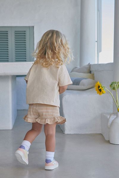 Next Baby Cream Ice Cream Patterned Frilly Cotton Shorts Set - Short Sleeve