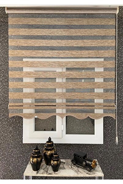 yağmur zebra Kahverengi Ofis Ev Için Zebra Stor Perde ( Etek Dilimli)